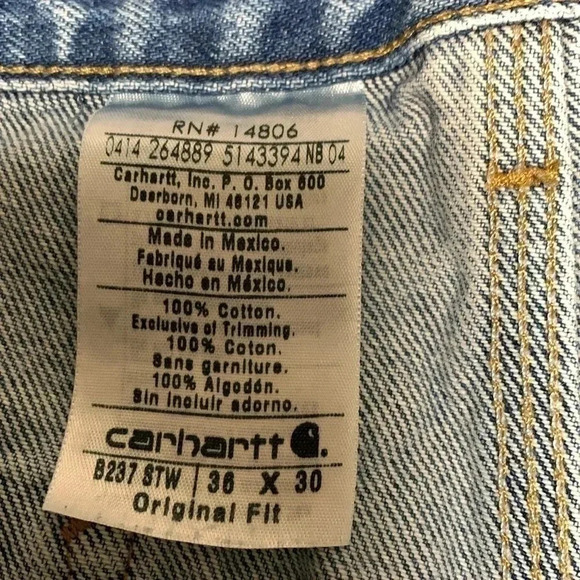 Carhartt B237 - Signature Denim Loose-Original Fit Jean 38x30 38 x 30 EUC - Picture 2 of 4